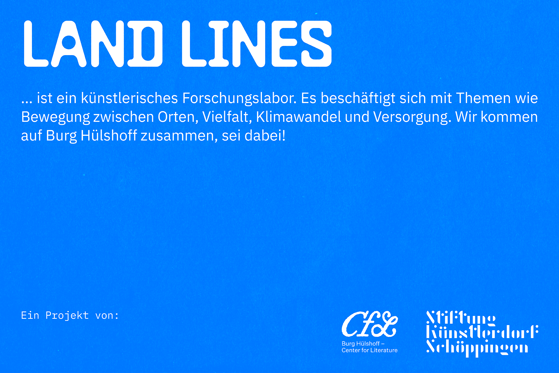 Ankündigung des künstlerischen Forschungslabors Land Lines vom 11. bis 14. September 2025 auf Burg Hülshoff