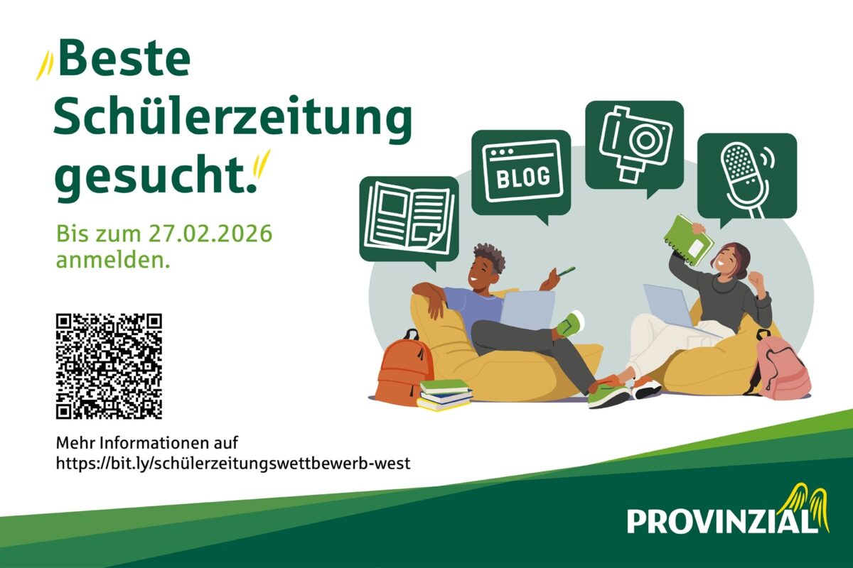 Anzeige von Provinzial zum Schülerzeitungswettbewerb. Anmeldung bis zum 27. Februar 2026.