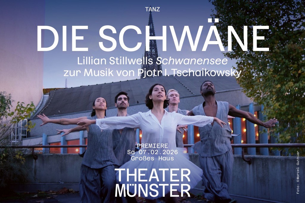 Anzeige vom Theater Münster für das Stück Die Schwäne.