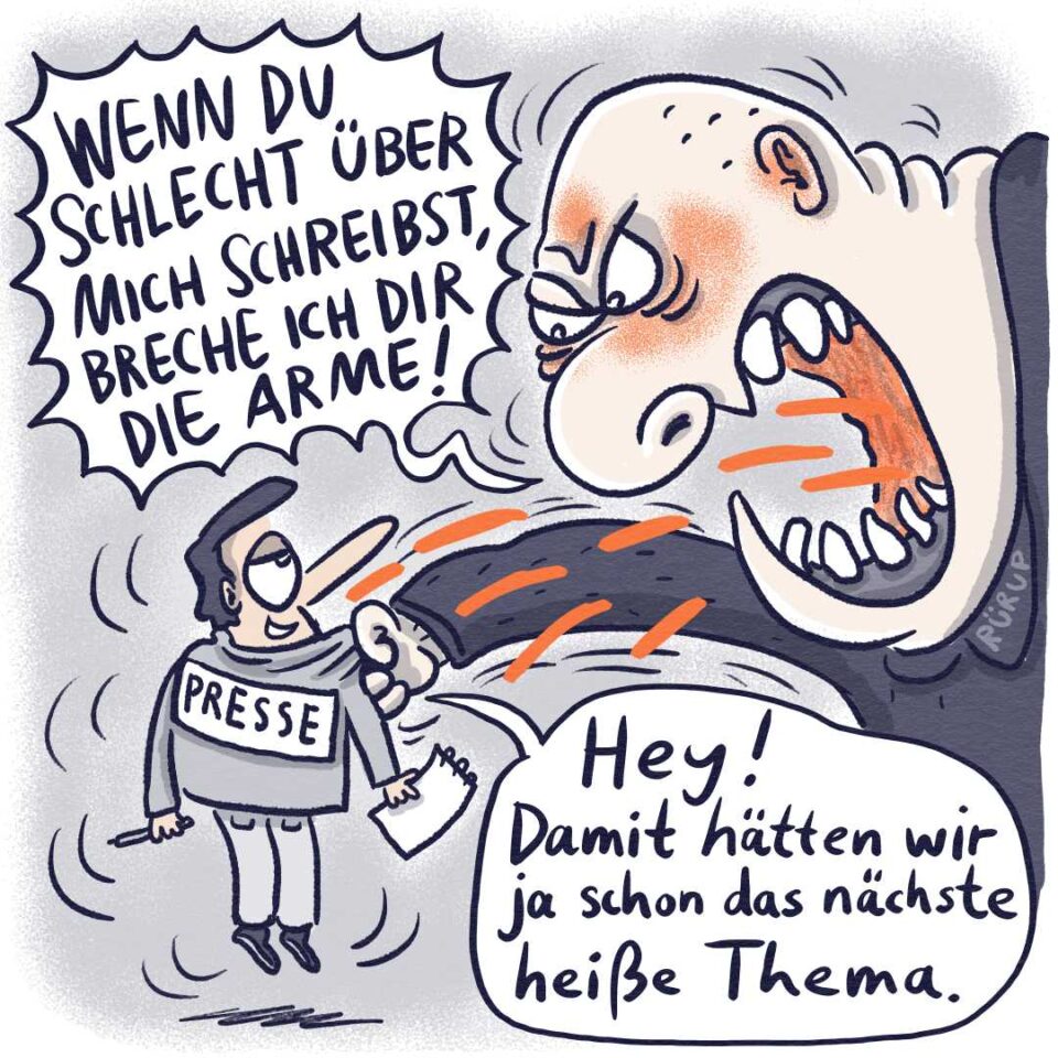 Cartoon von Stephan Rürup zur Pressefreiheit