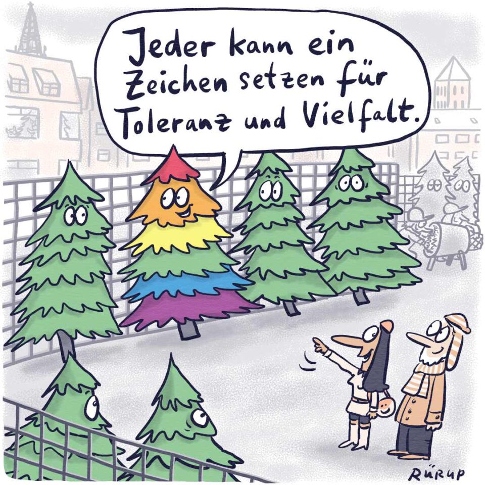 Cartoon von Stephan Rürup zu Zeichen setzen