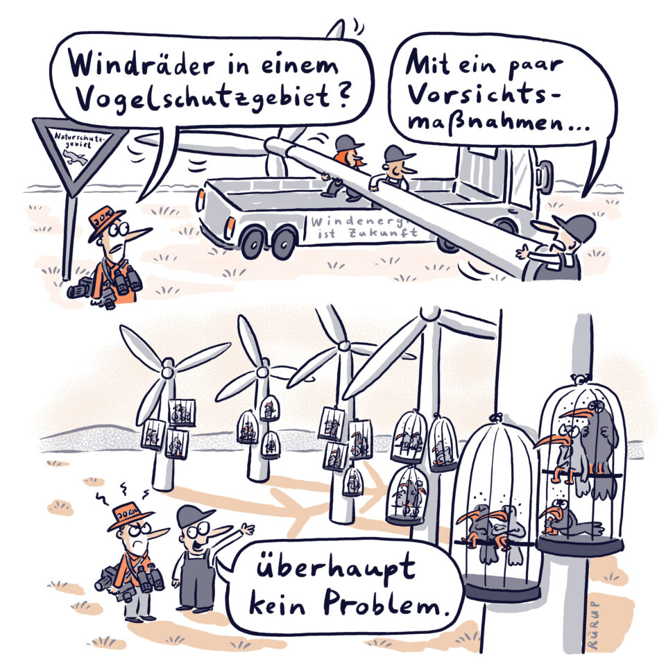 Cartoon von Stephan Rürup zu Windrädern