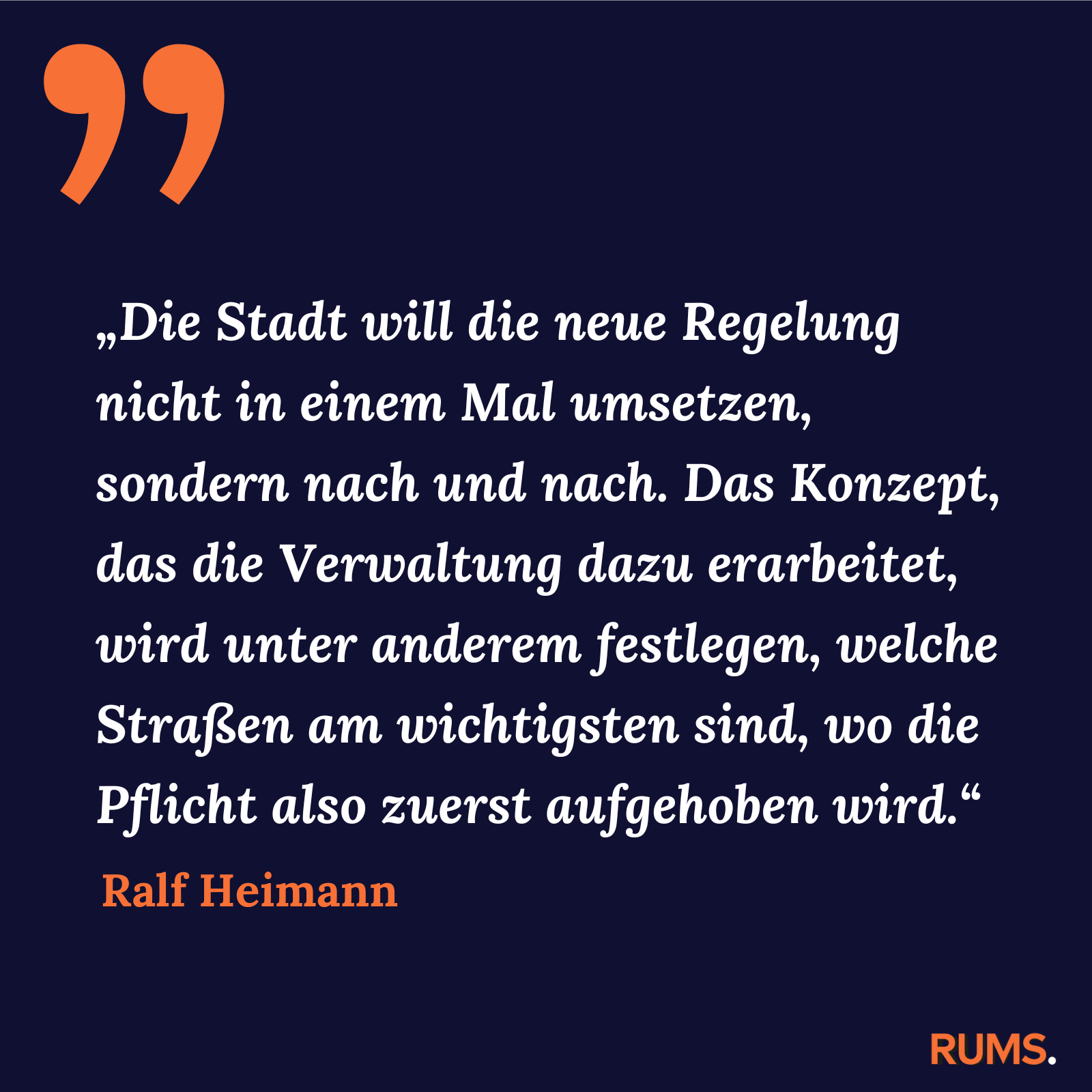 Zitatkachel zum RUMS-Brief vom 9. April 2024: Zitat von Ralf Heimann zur Radwegepflicht