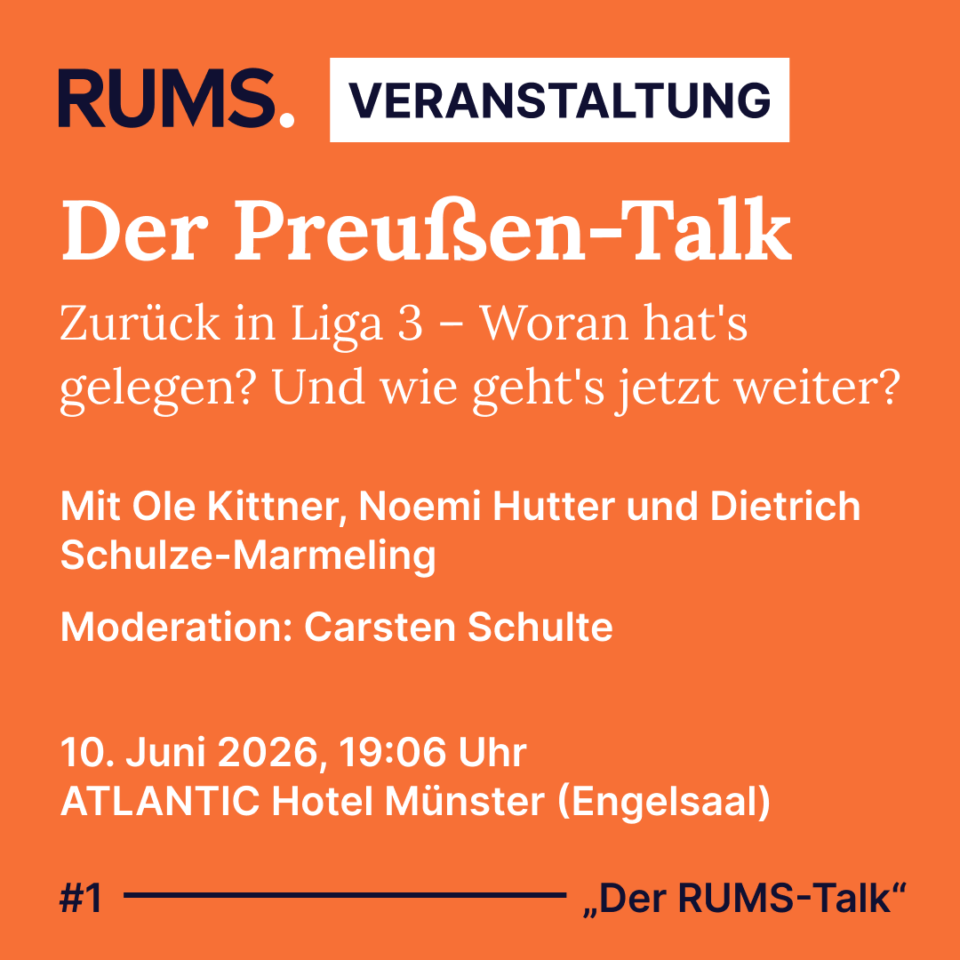 Ankündigung der RUMS-Veranstaltung Preußen-Talk am 10. Juni 2026 um 19:06 Uhr